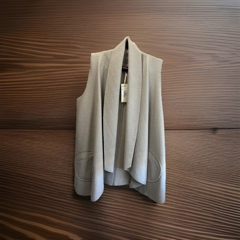 Beyond Threads Odessa Vest Open Pockets Alpaca Wool Blend Large Powder Tan New